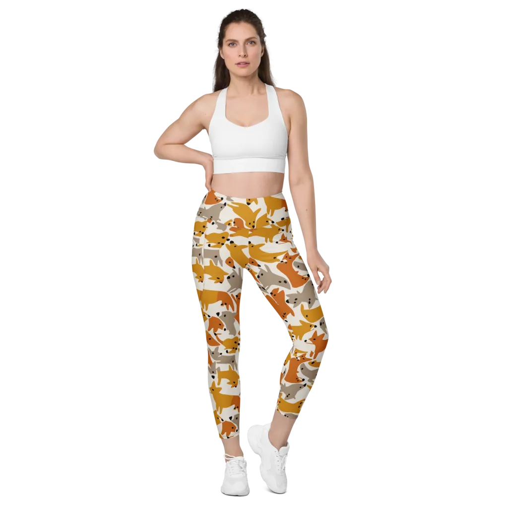 Autumn Fox Club on Leggings with Pockets — Front
