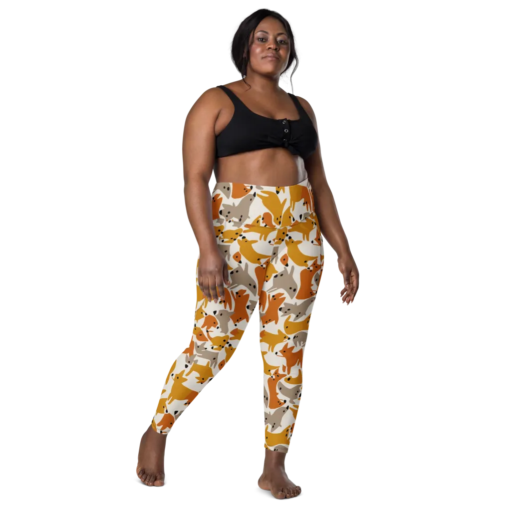 Autumn Fox Club on Leggings with Pockets — Front