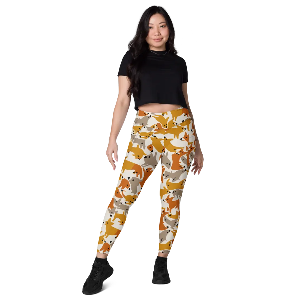 Autumn Fox Club on Leggings with Pockets — Front