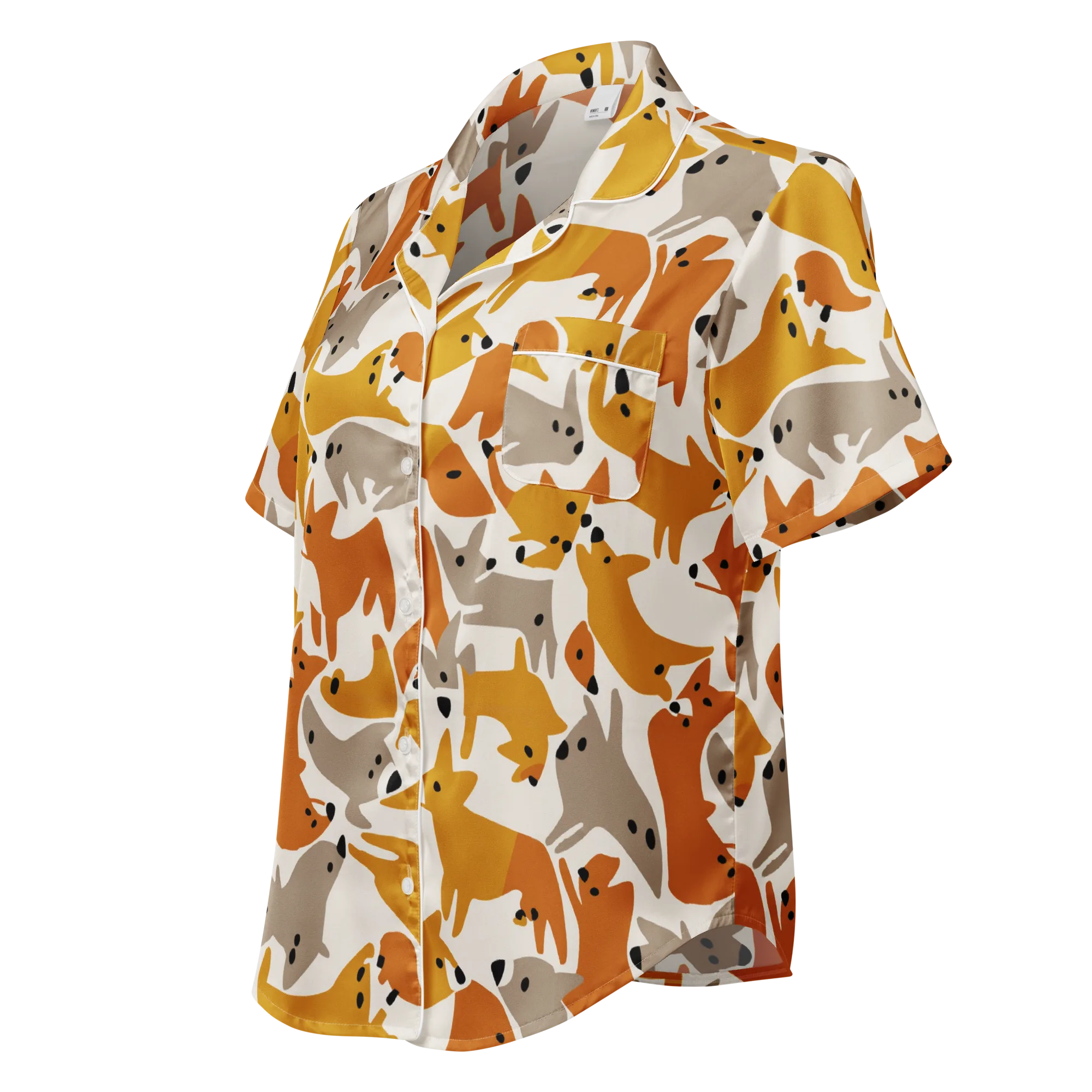 Autumn Fox Club on Women's Short Sleeve Pajama Top — Left Front