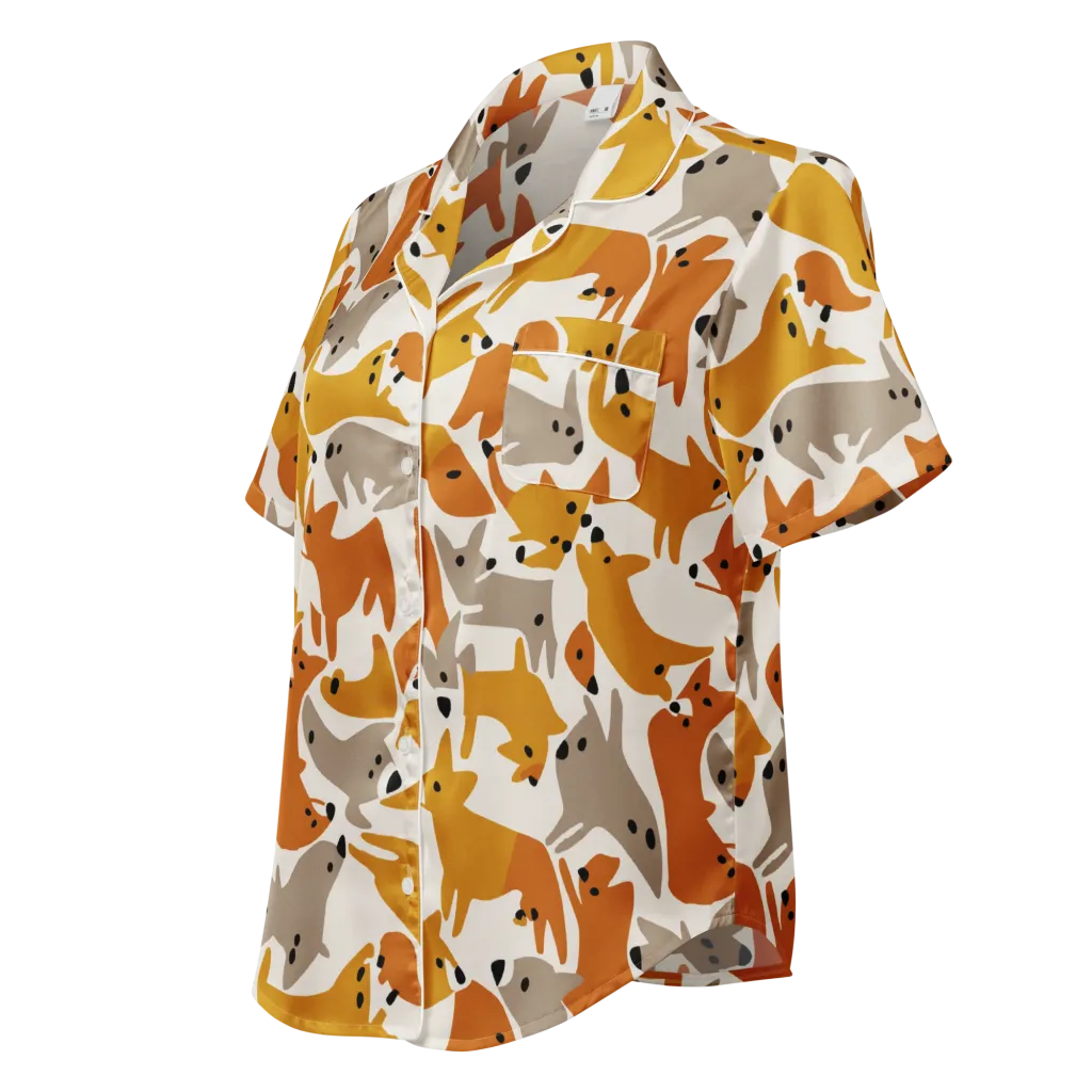 Autumn Fox Club on Women's Short Sleeve Pajama Top — Left Front