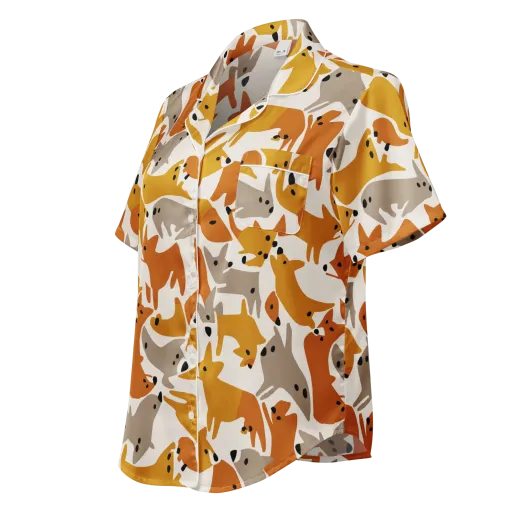 Autumn Fox Club on a Women's Short Sleeve Pajama Top