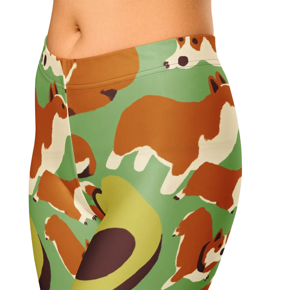 Corgi And Avo on Capri Leggings — Zoomed-in