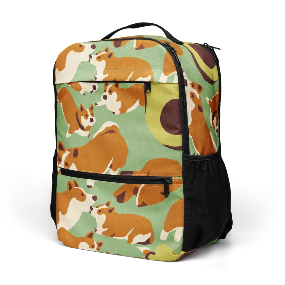 Corgi And Avo on Utility Backpack — Left Front
