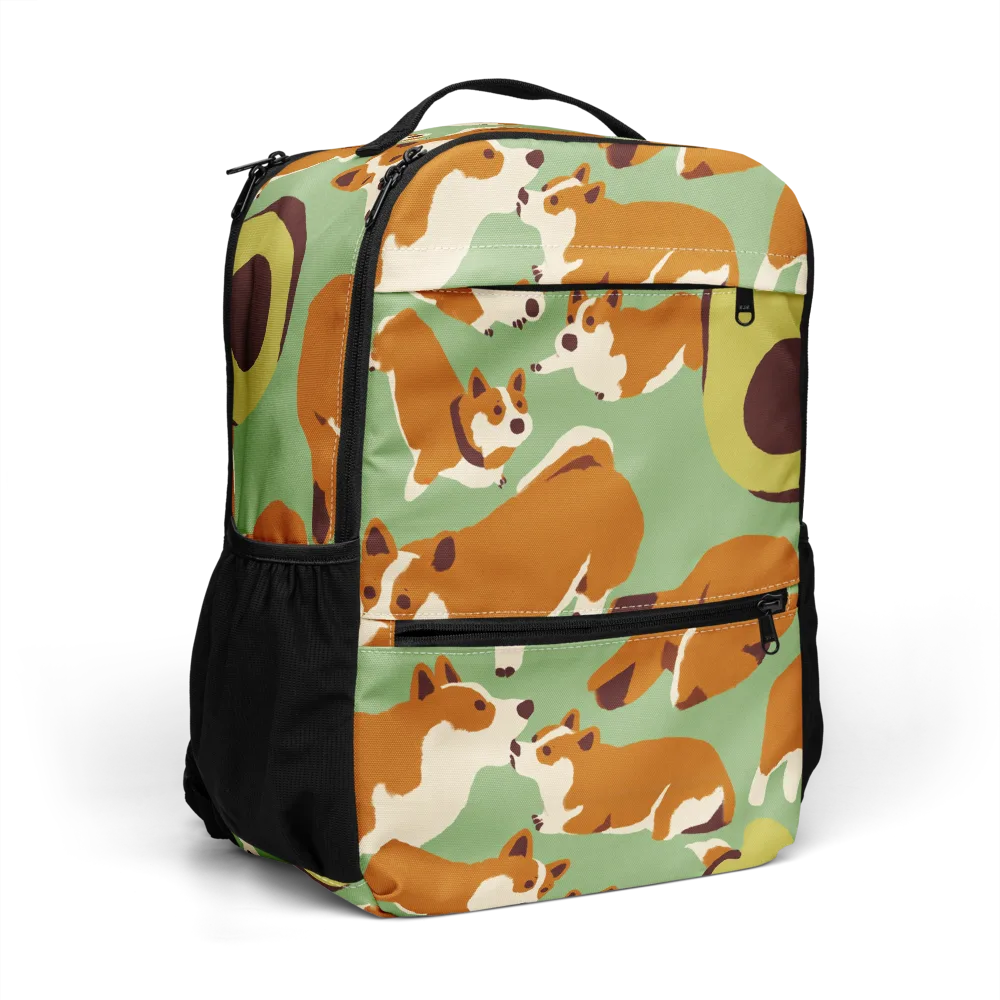 Corgi And Avo on Utility Backpack — Right Front