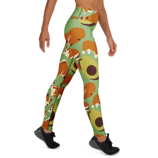 Corgi And Avo on a Yoga Leggings