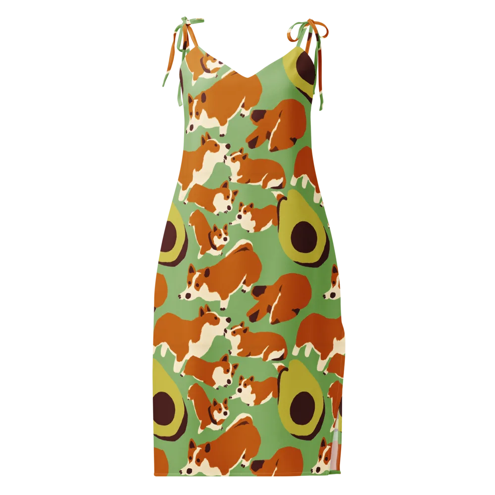 Corgi And Avo on Slip Dress — Front
