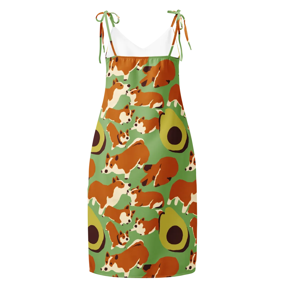 Corgi And Avo on Slip Dress — Back