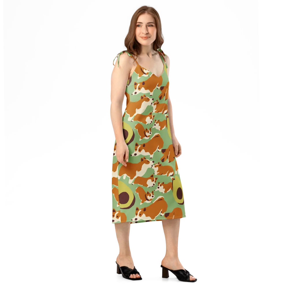 Corgi And Avo on Slip Dress — Right Front