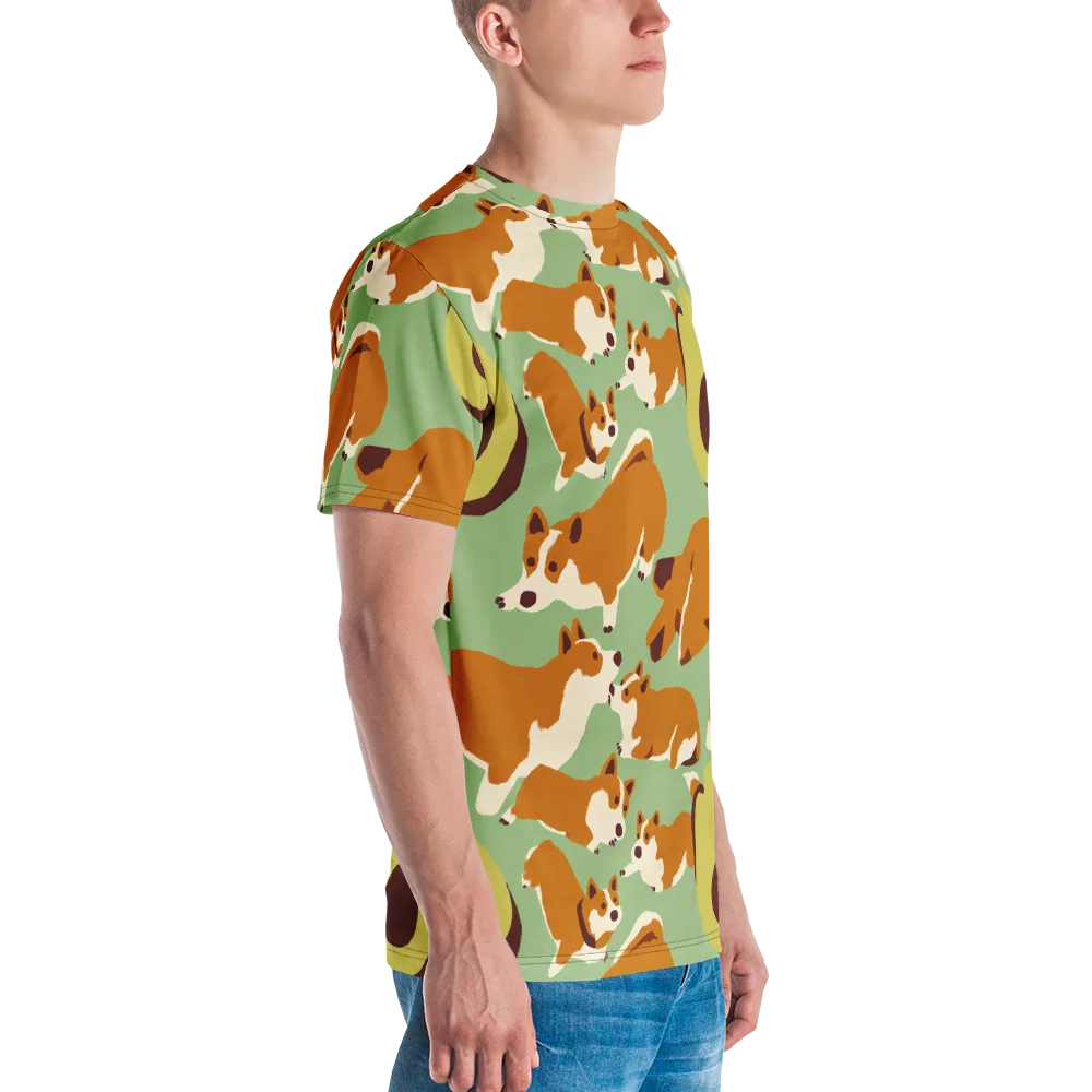 Corgi And Avo on Men's Crew Neck T-Shirt — Right