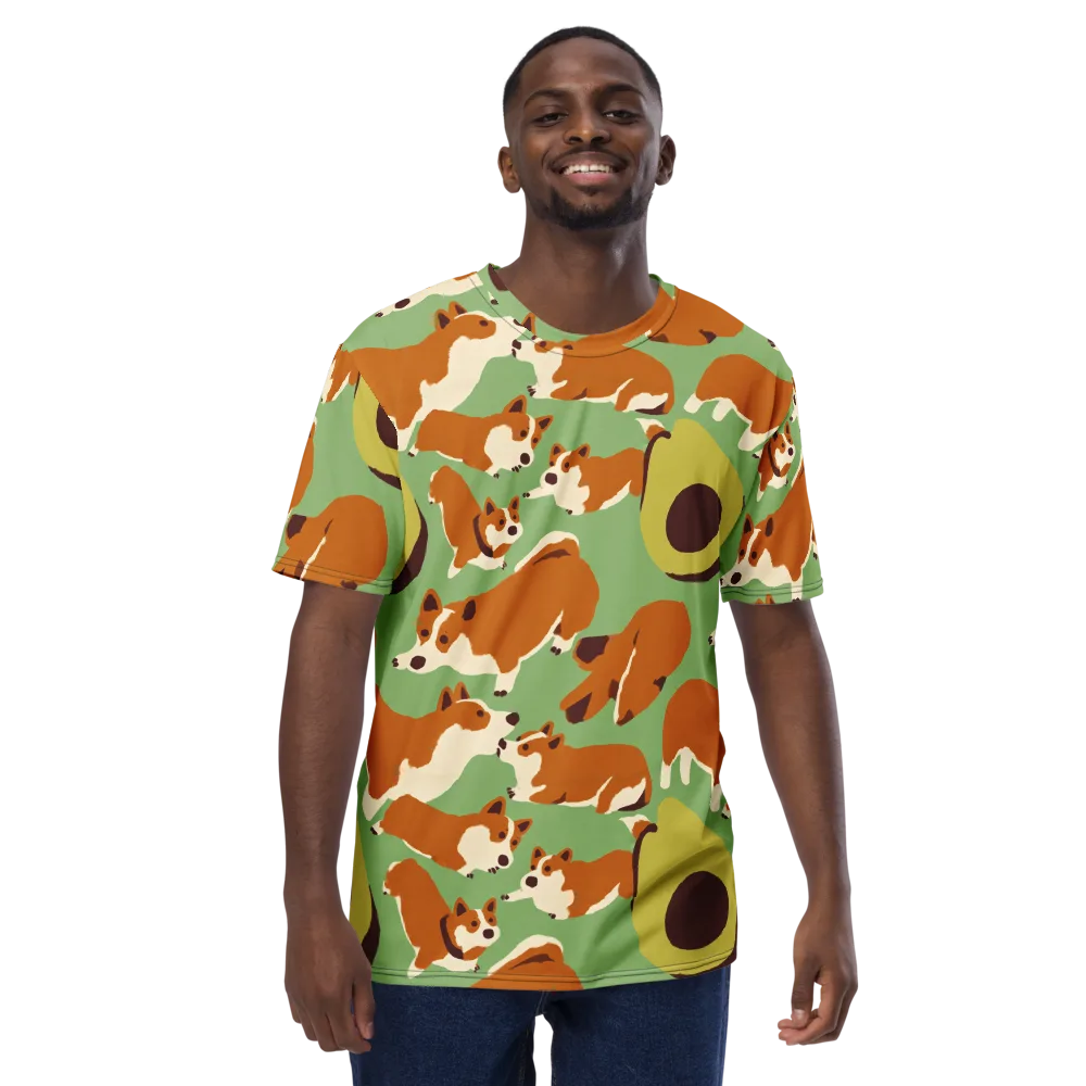 Corgi And Avo on Men's Crew Neck T-Shirt — Front