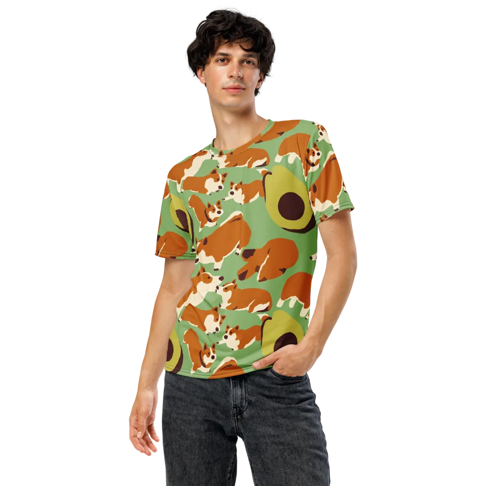 Corgi And Avo on Men's Crew Neck T-Shirt — Front