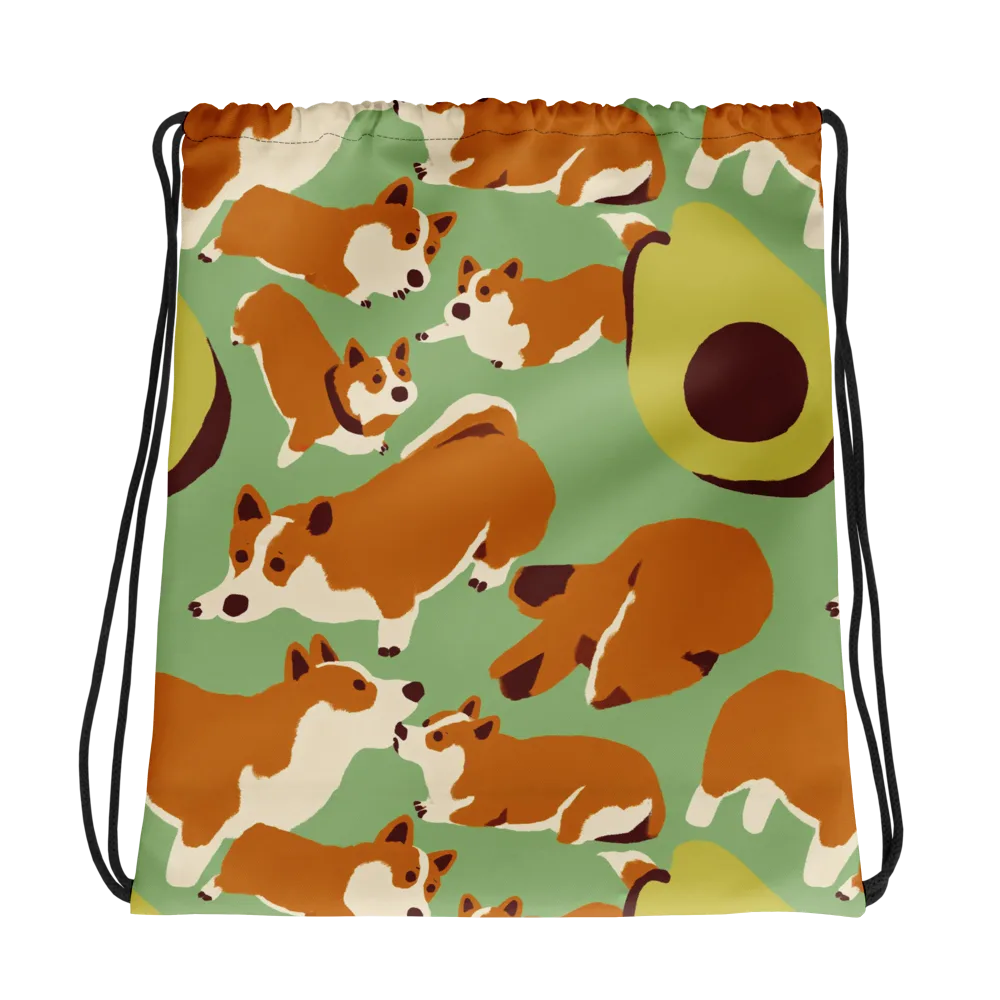 Corgi And Avo on Drawstring Bag — Photo