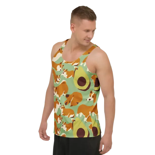Corgi And Avo on a Men's Tank Top