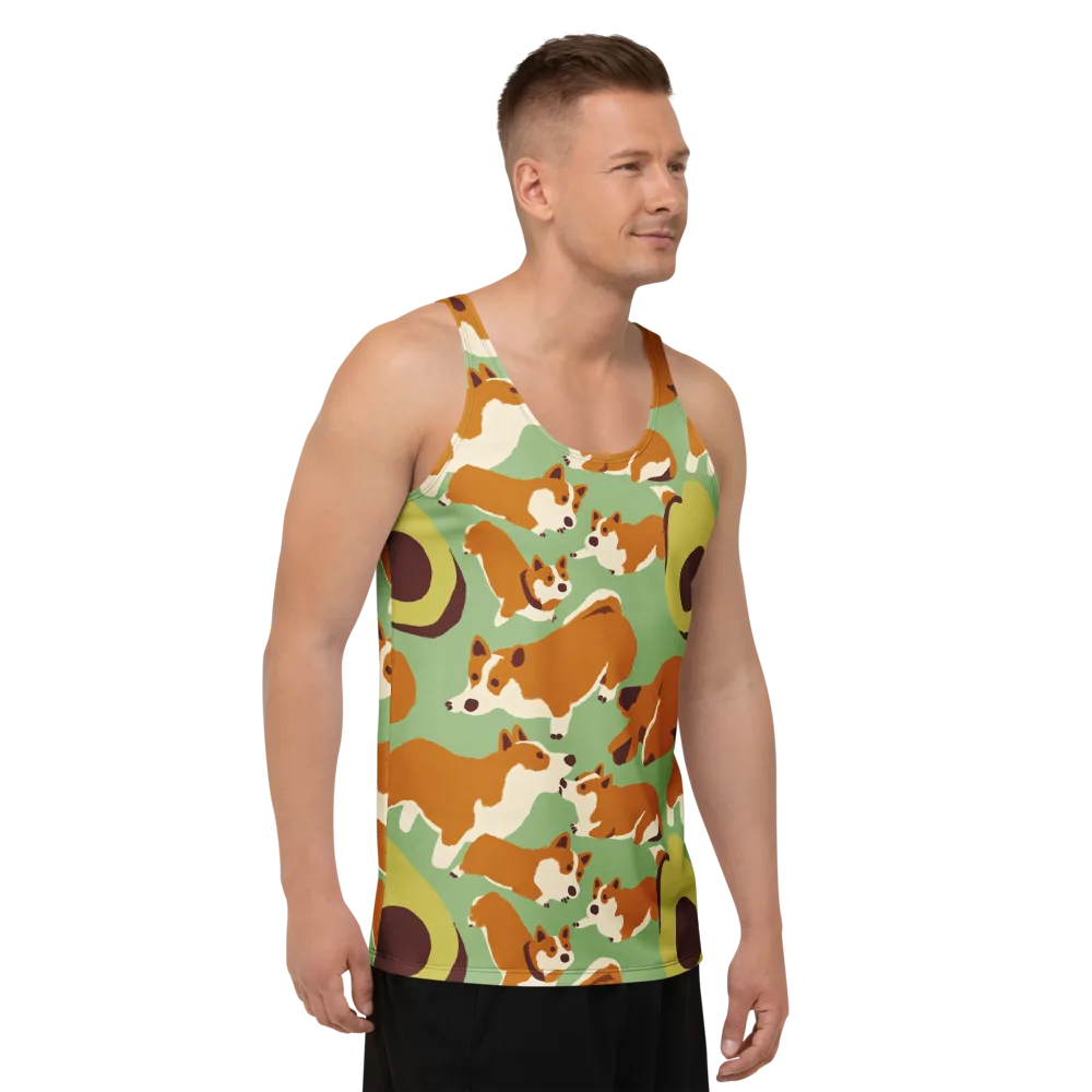Corgi And Avo on Men's Tank Top — Right Front