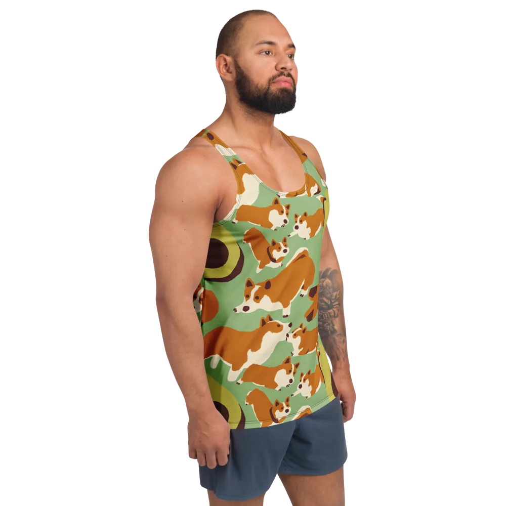 Corgi And Avo on Men's Tank Top — Right Front