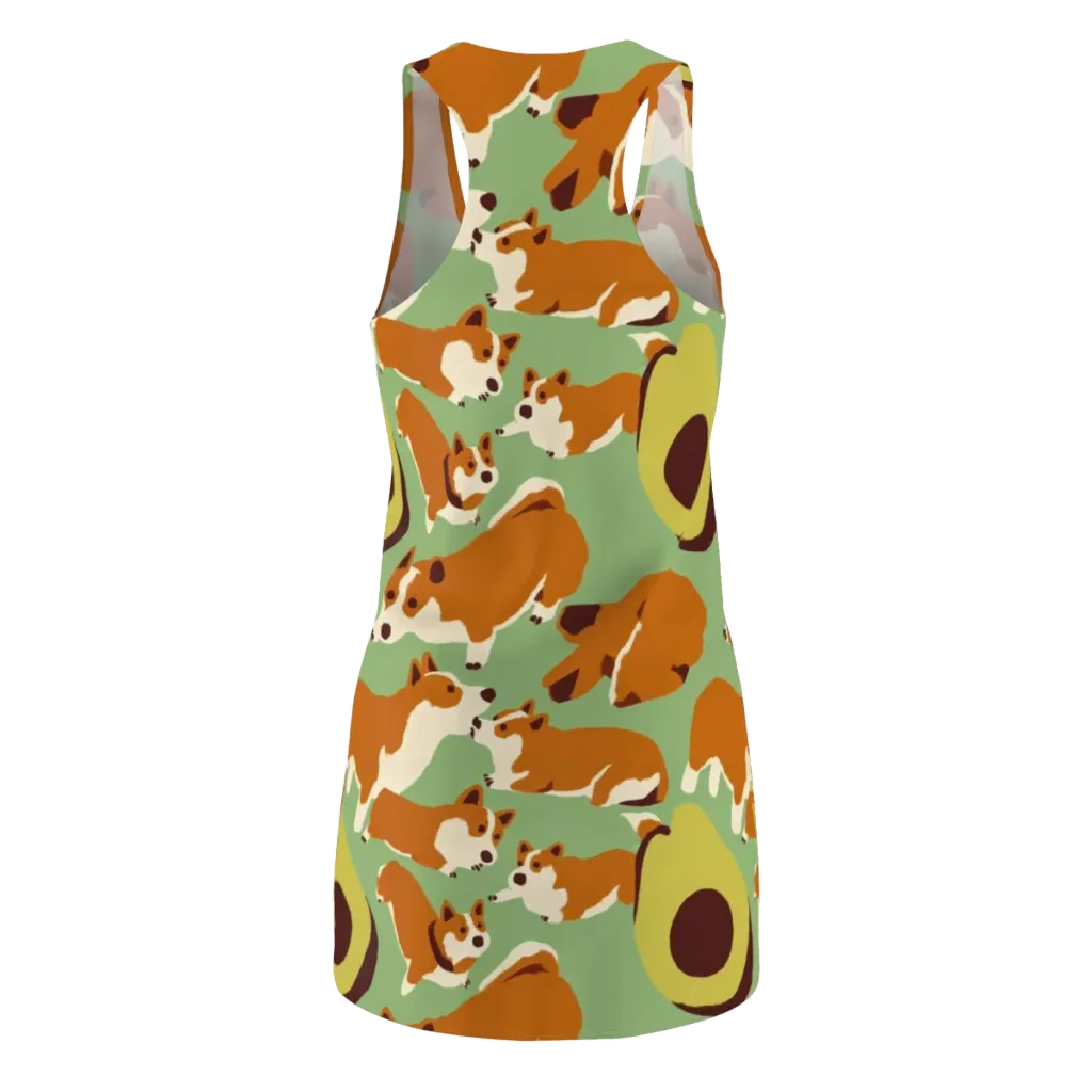 Corgi And Avo on Racerback Dress — Back