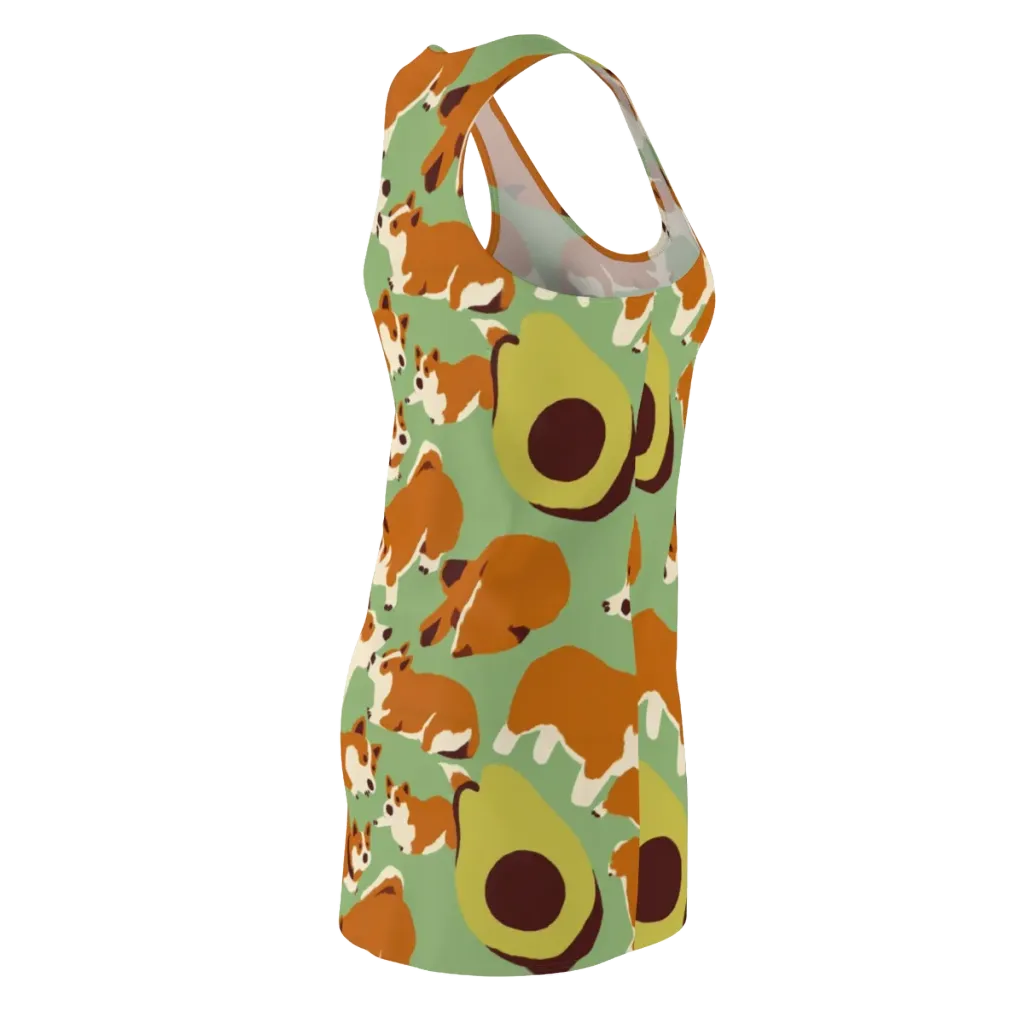 Corgi And Avo on Racerback Dress — Back Side