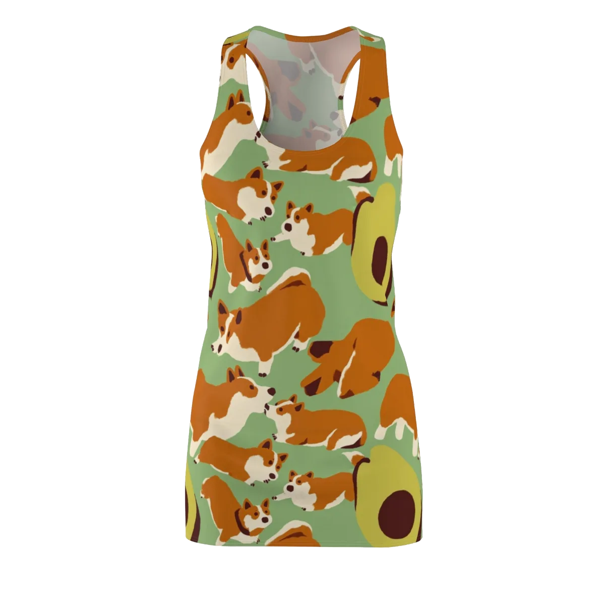 Corgi And Avo on Racerback Dress — Front