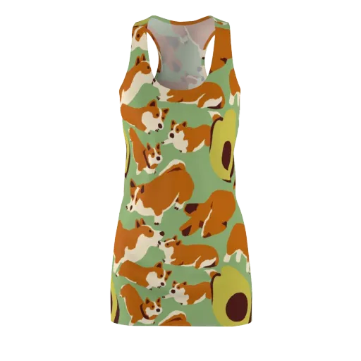 Corgi And Avo on a Racerback Dress