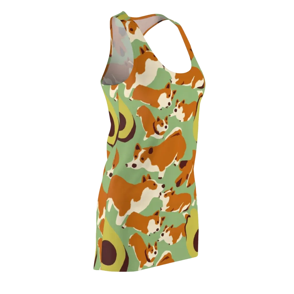 Corgi And Avo on Racerback Dress — Front Side
