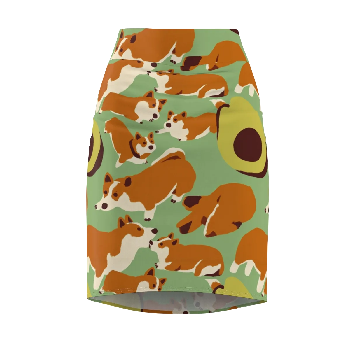 Corgi And Avo on Pencil Skirt — Front