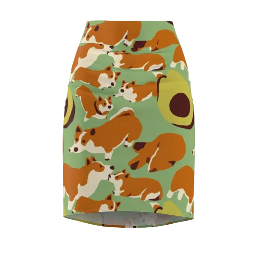 Corgi And Avo on a Pencil Skirt