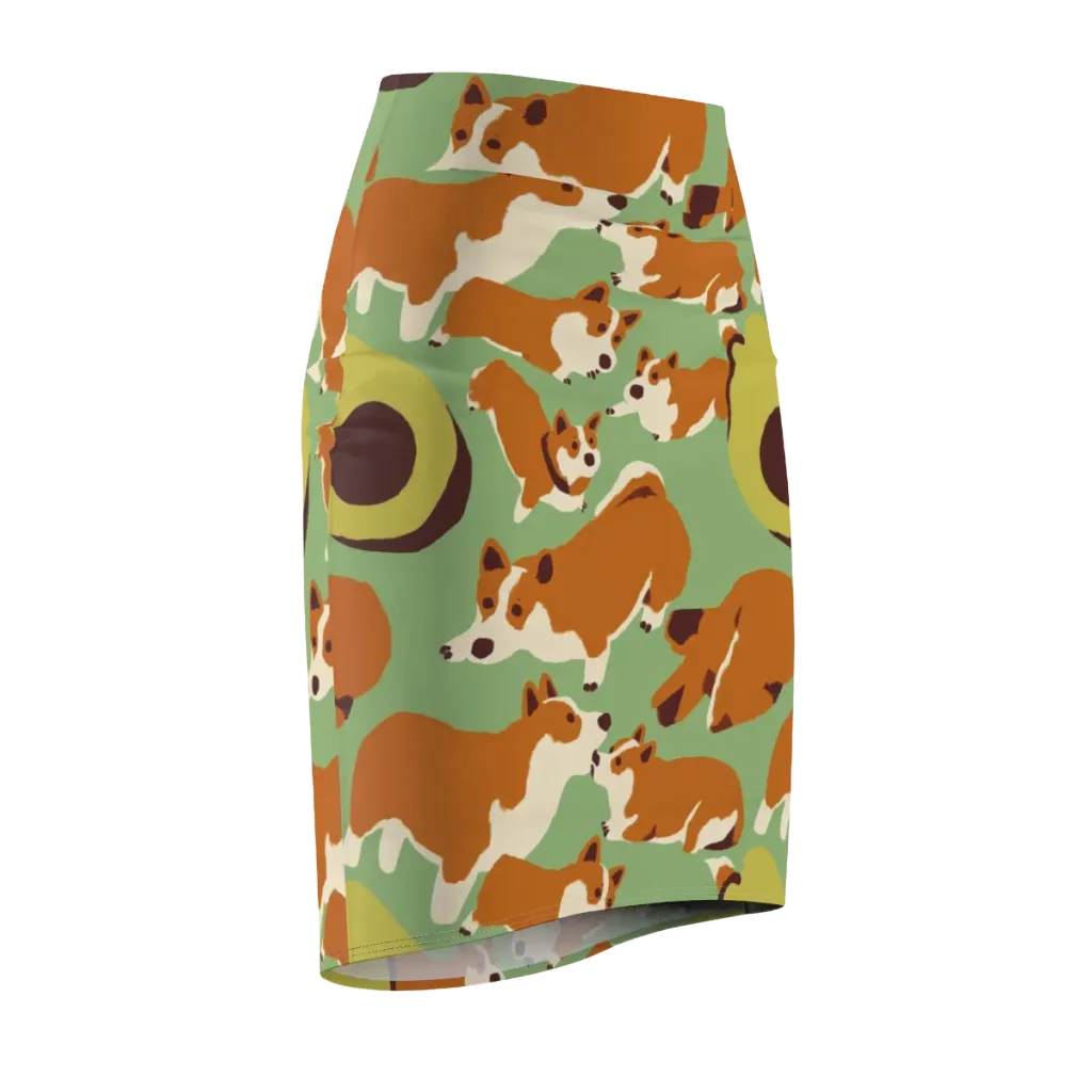 Corgi And Avo on Pencil Skirt — Front Side