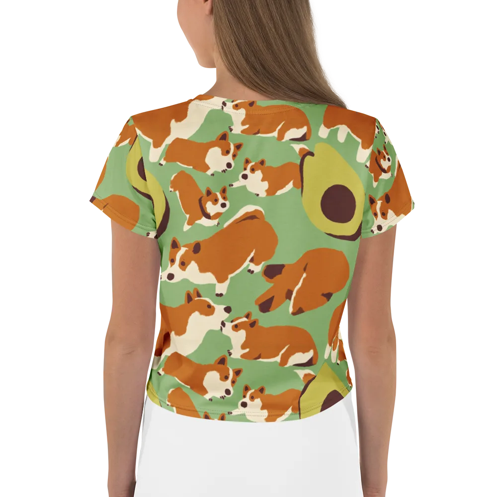 Corgi And Avo on Crop Tee — Back