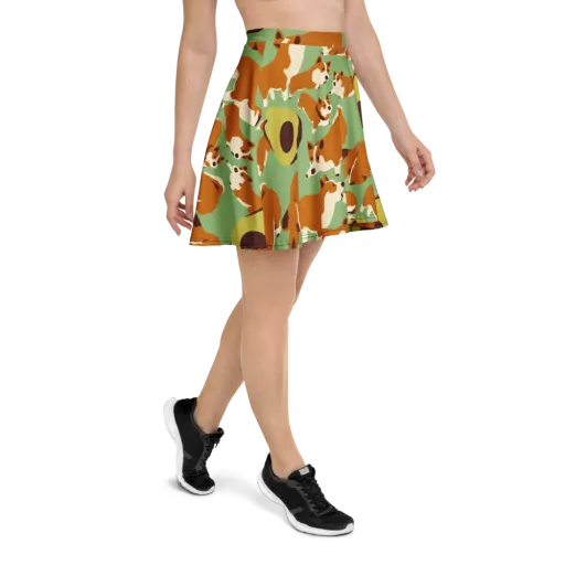 Corgi And Avo on a Skater Skirt