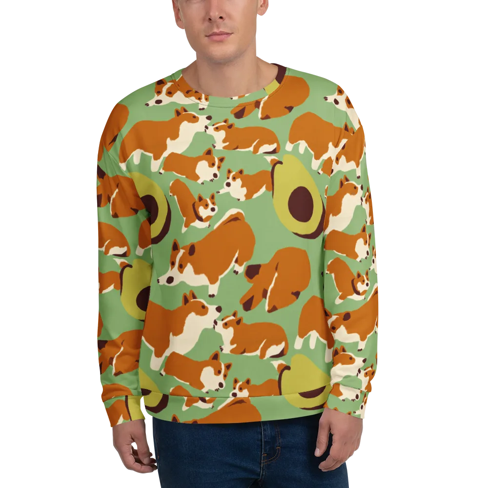 Corgi And Avo on Sweatshirt — Front