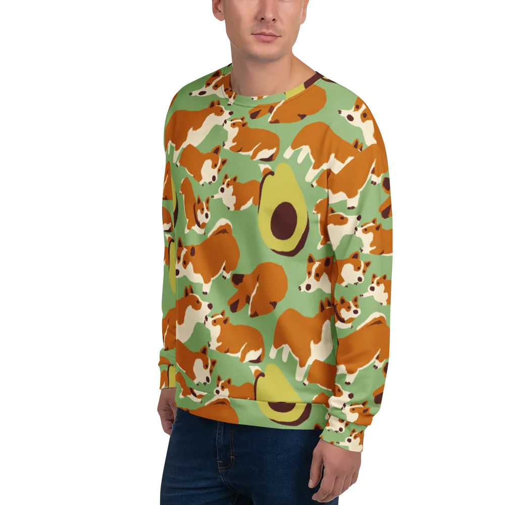 Corgi And Avo on Sweatshirt — Left Front