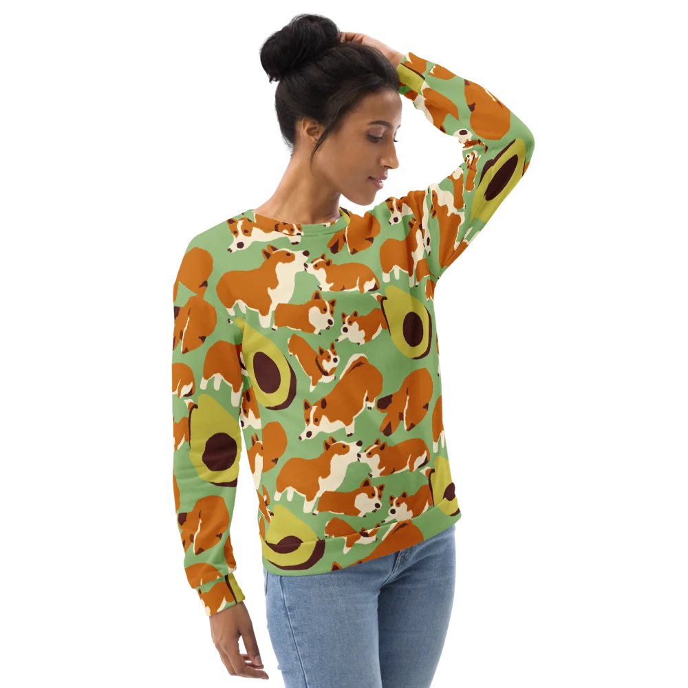 Corgi And Avo on Sweatshirt — Right Front