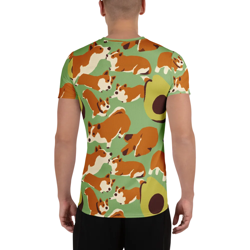 Corgi And Avo on Men's Athletic T-Shirt — Back