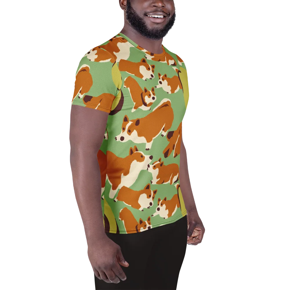 Corgi And Avo on Men's Athletic T-Shirt — Right