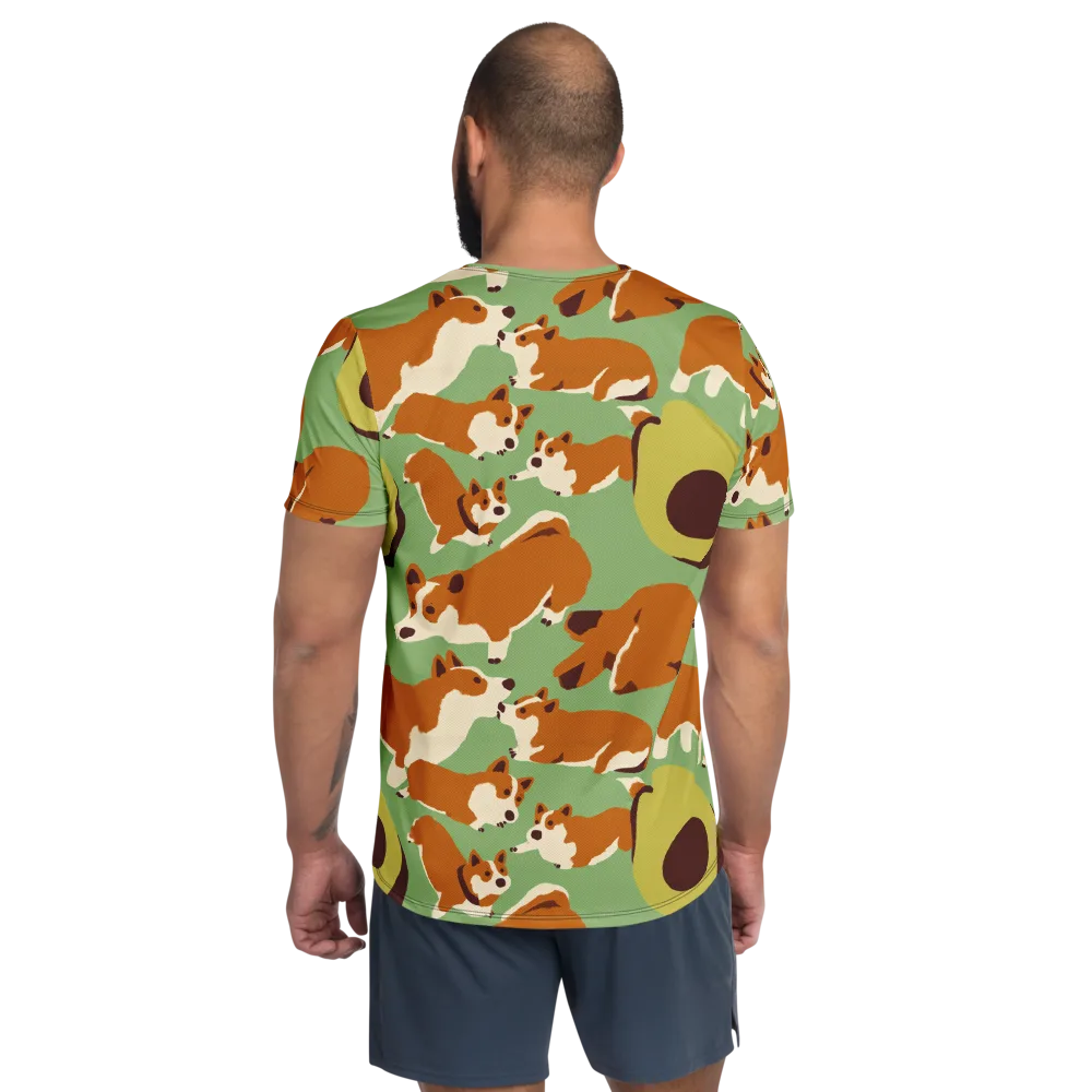 Corgi And Avo on Men's Athletic T-Shirt — Back