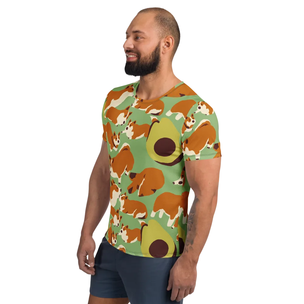 Corgi And Avo on Men's Athletic T-Shirt — Left