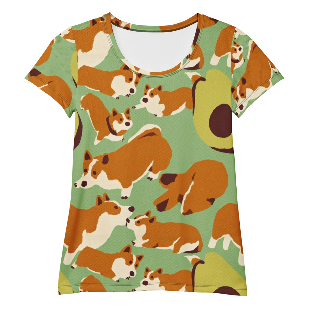 Corgi And Avo on Women's Athletic T-Shirt — Front