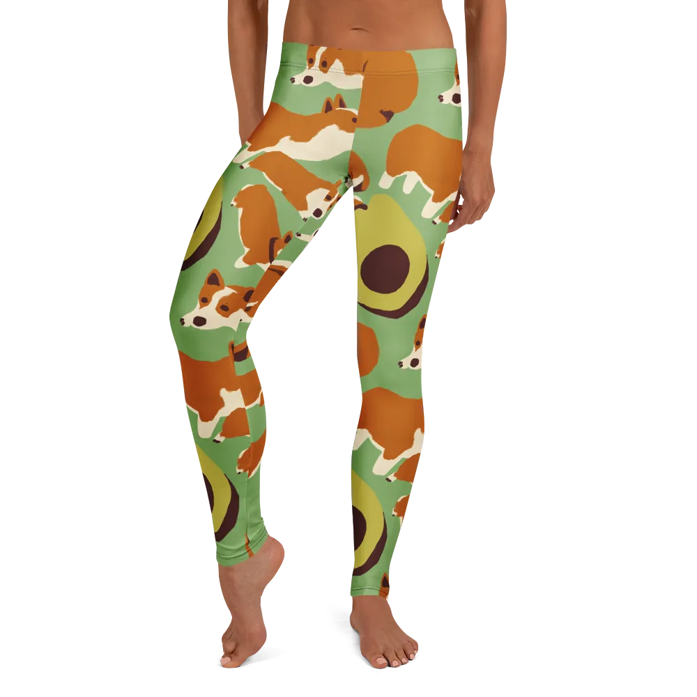 Corgi And Avo on Leggings — Front