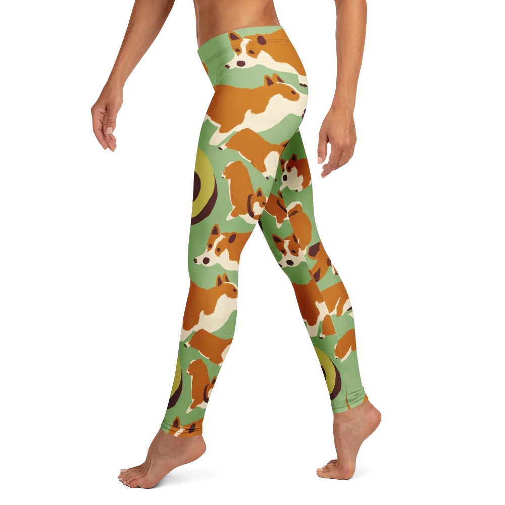 Corgi And Avo on Leggings — Left