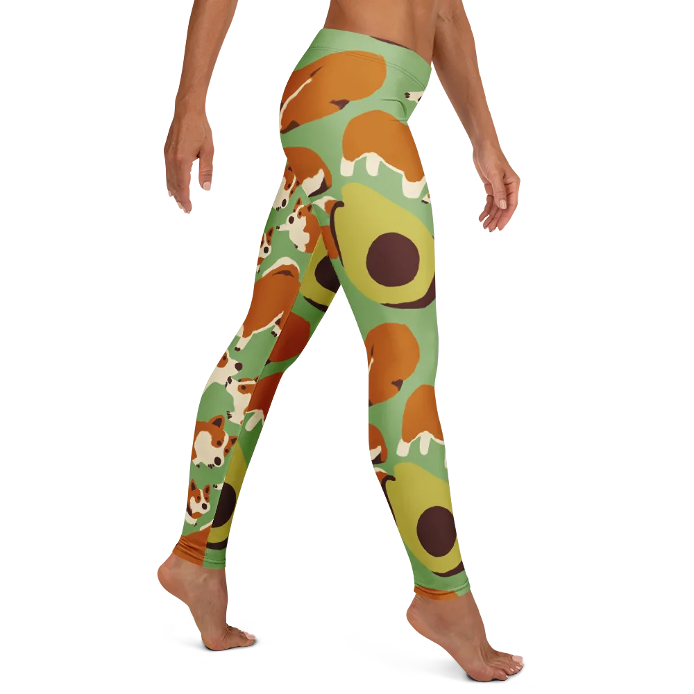 Corgi And Avo on Leggings — Right