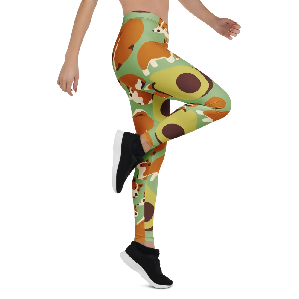 Corgi And Avo on Leggings — Right