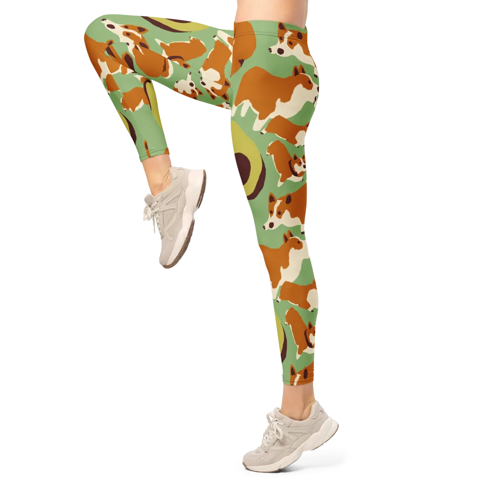 Corgi And Avo on Leggings — Left