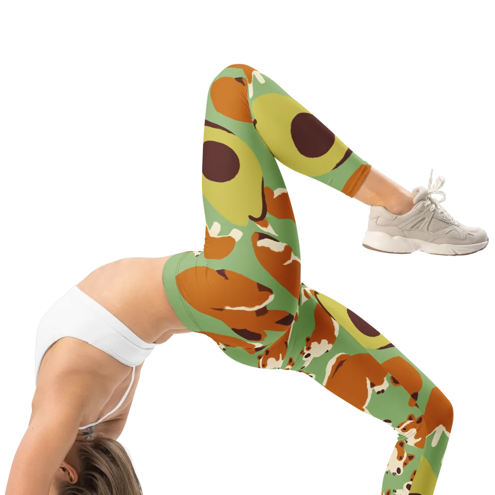 Corgi And Avo on Leggings — Right