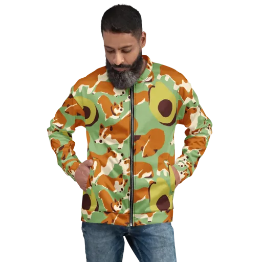 Corgi And Avo on a Bomber Jacket