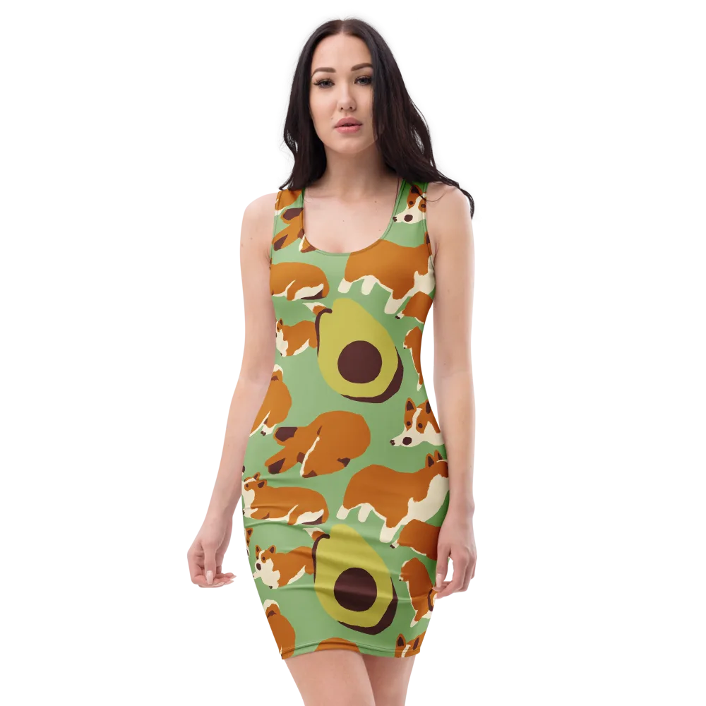 Corgi And Avo on Bodycon Dress — Front