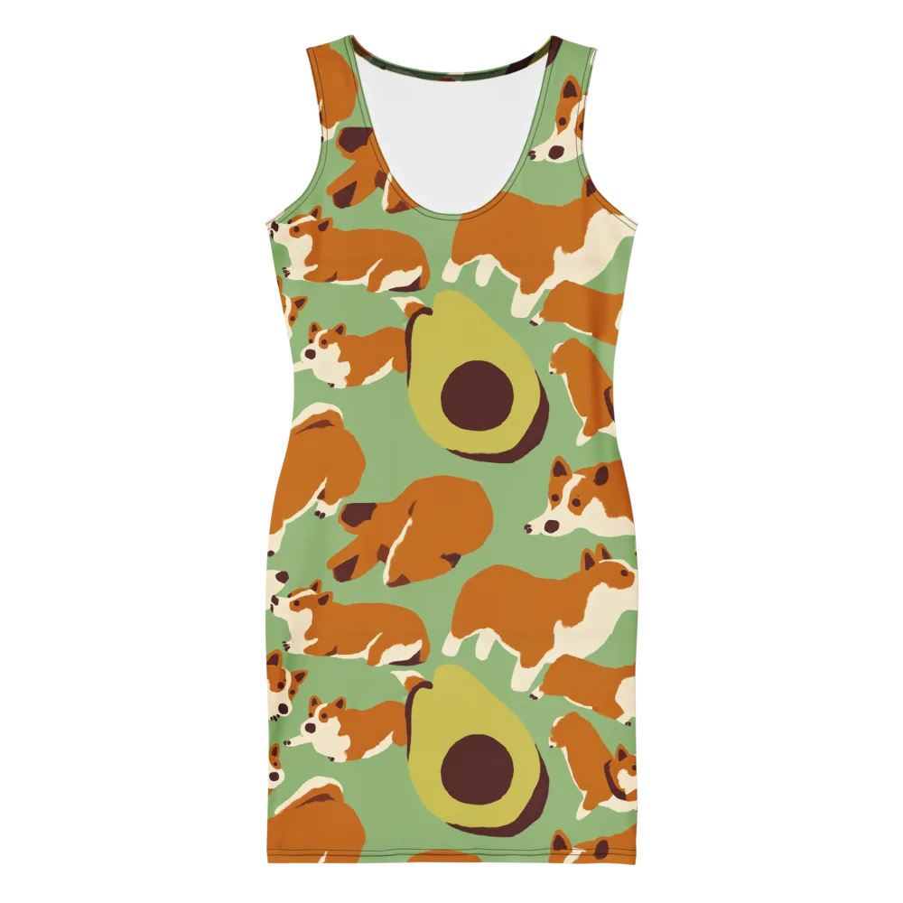 Corgi And Avo on Bodycon Dress — Front