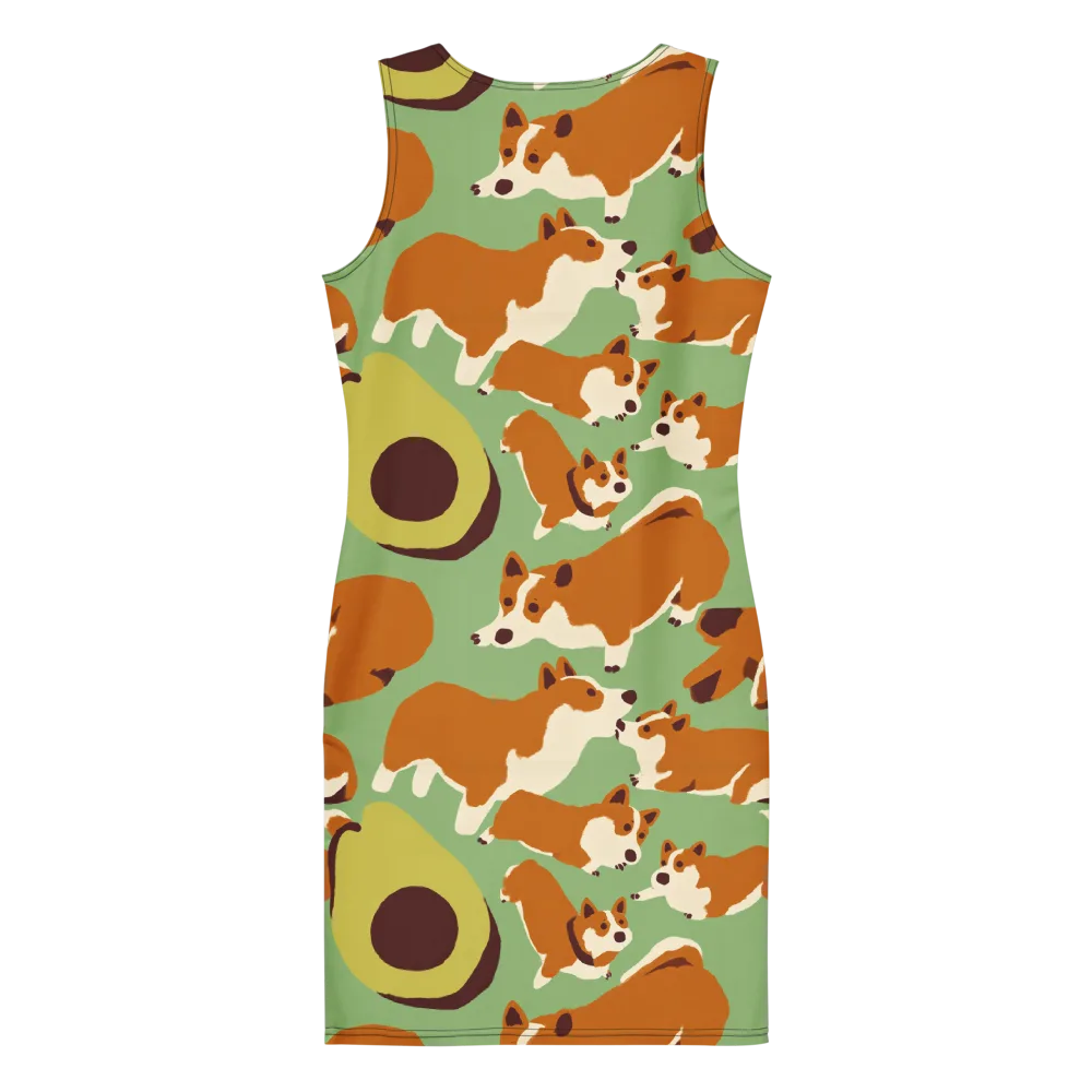Corgi And Avo on Bodycon Dress — Back