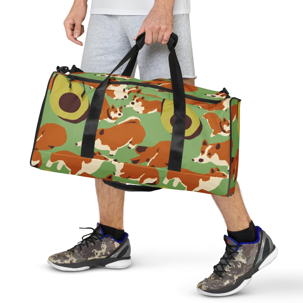 Corgi And Avo on Duffle Bag — Front