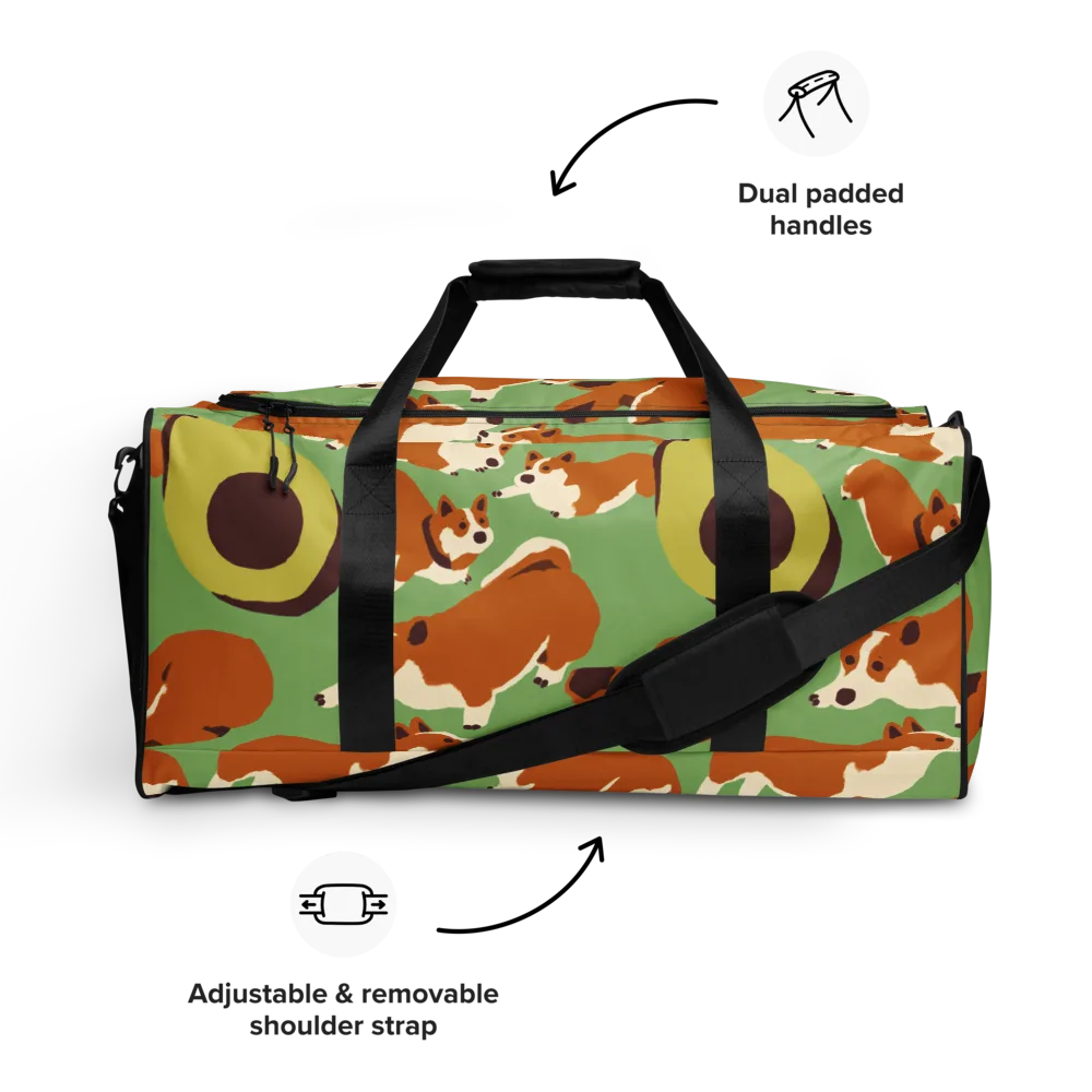 Corgi And Avo on Duffle Bag — Front